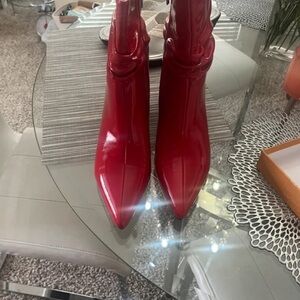 Chic Red Patent Ankle Booties